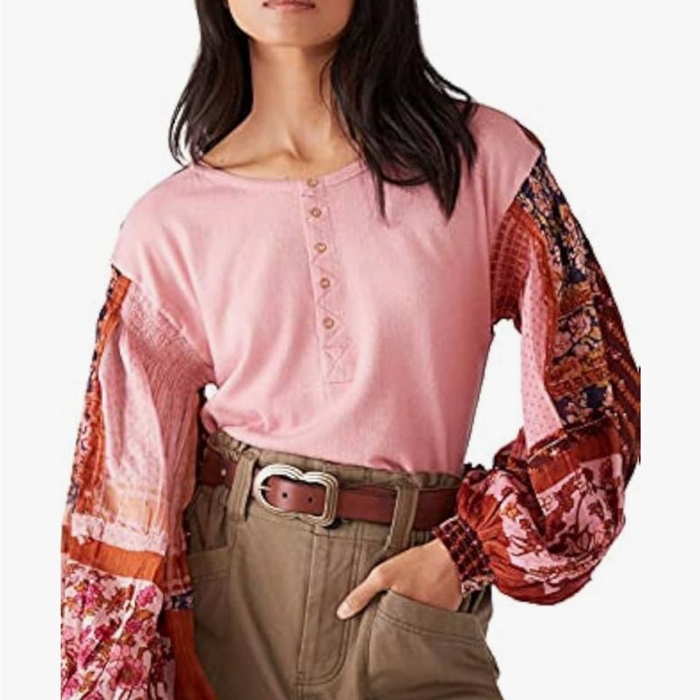 Free People light magic henley pink vintage sz XS